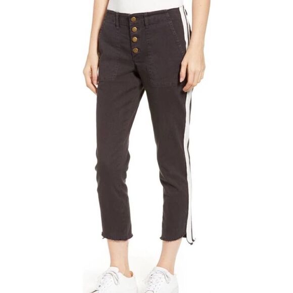 Pam & Gela Step Hem Double White Stripe Phantom Jeans Size 24 - Picture 2 of 9